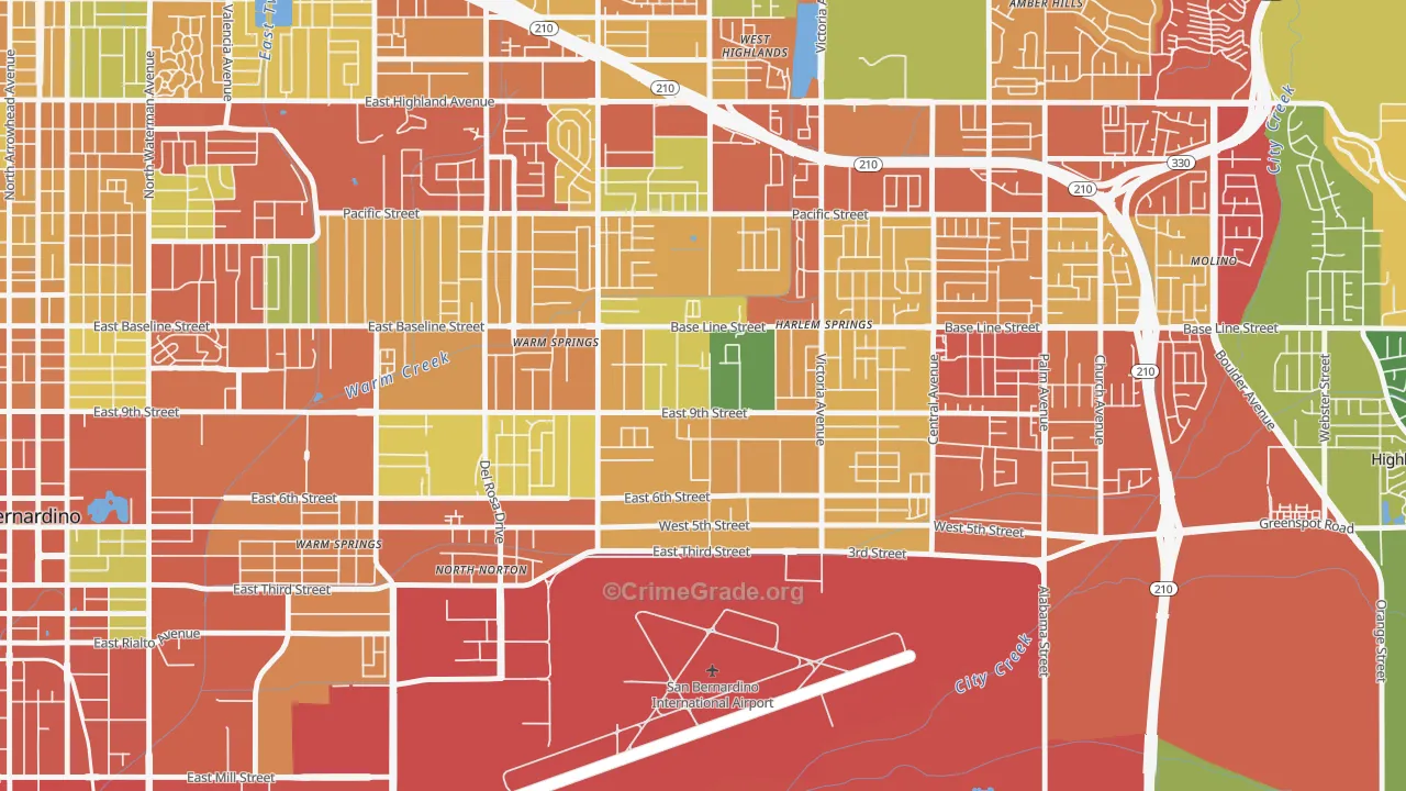 Lankershim, Highland, CA Map of Theft Rates
