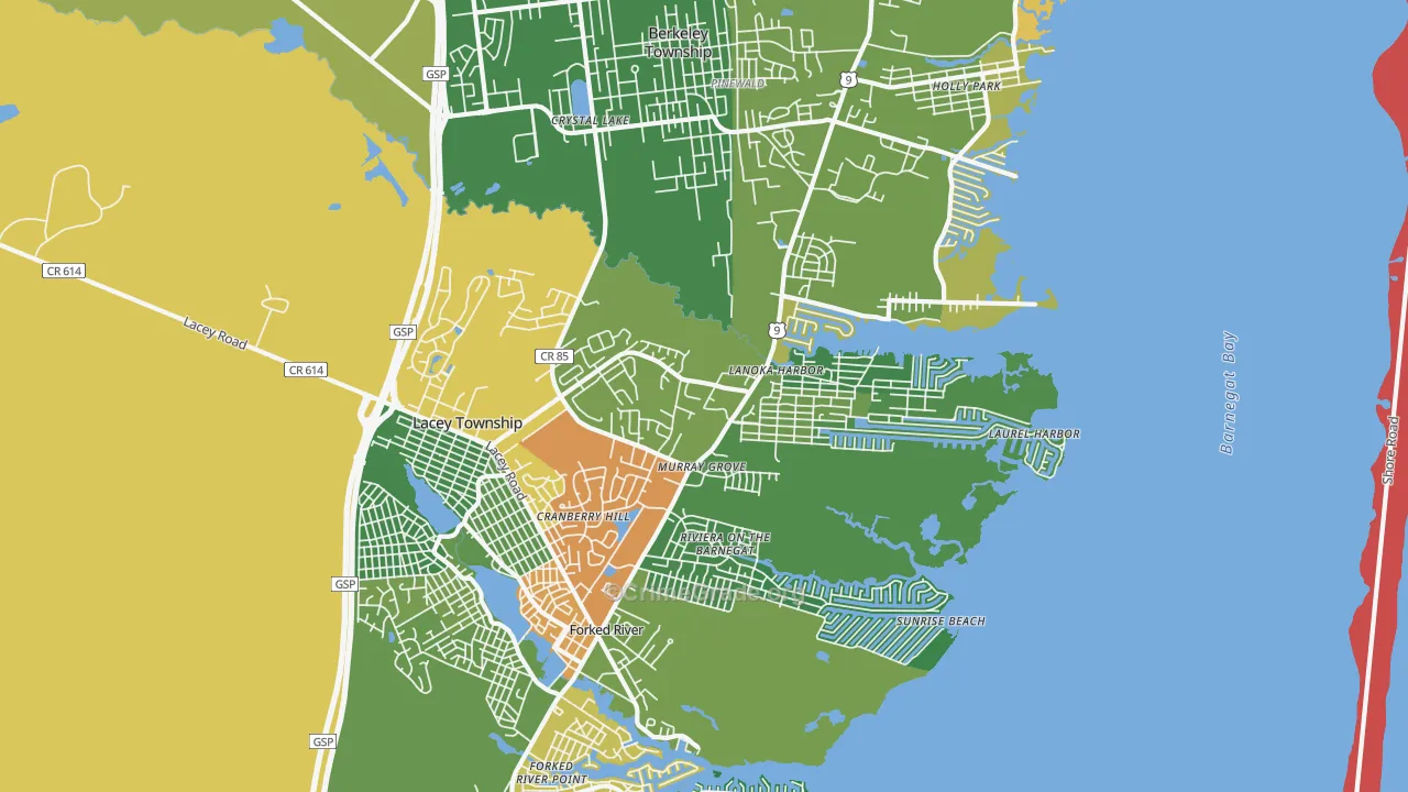 Lanoka Harbor, NJ Map of Theft Rates