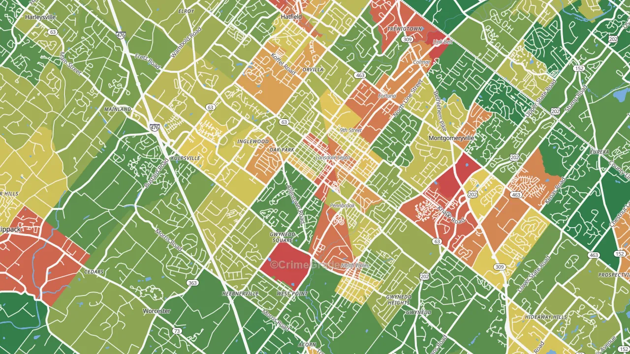 Lansdale, PA Map of Theft Rates