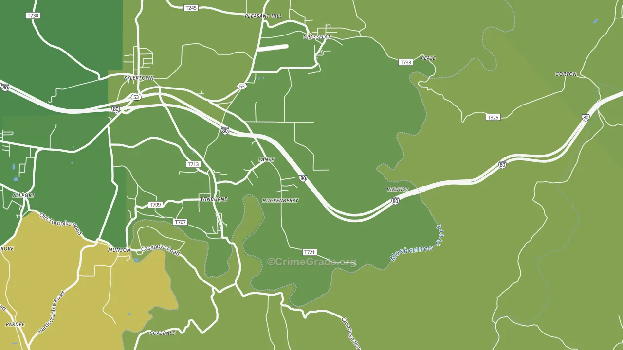 Lanse, PA Map of Theft Rates
