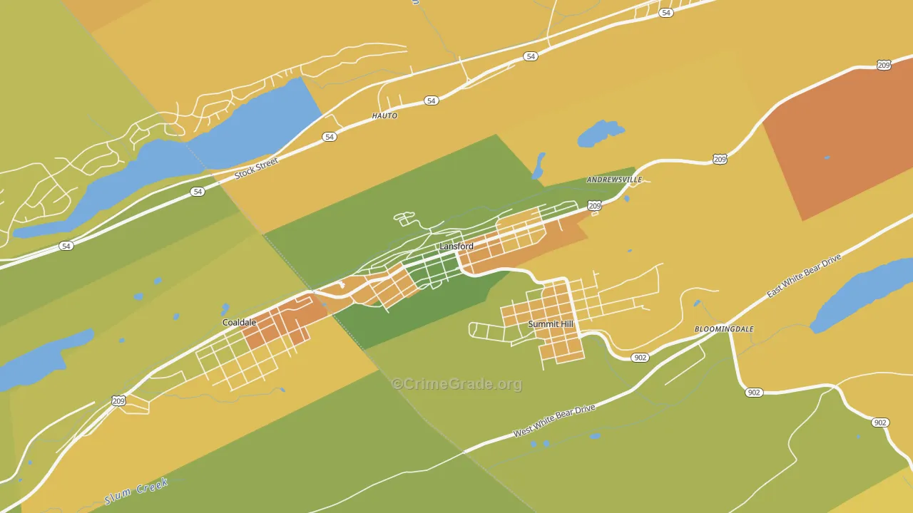 Lansford, PA Map of Theft Rates