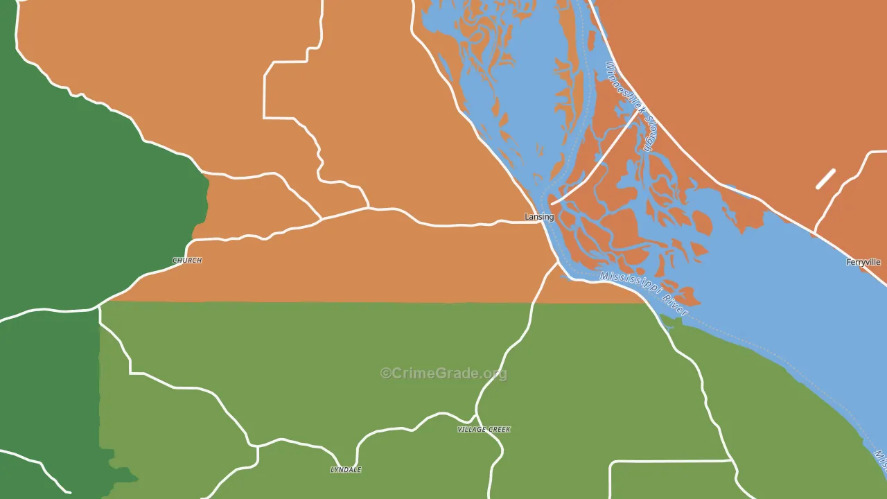 Lansing, IA Map of Theft Rates