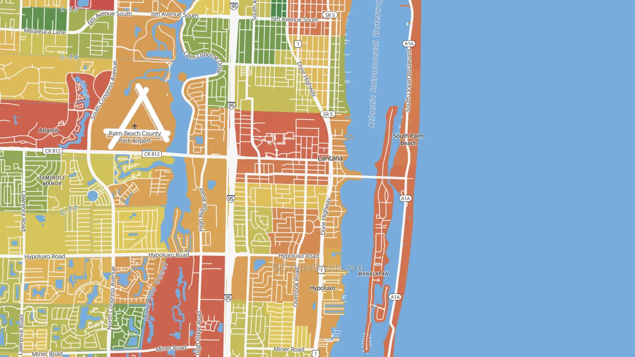 Lantana, FL Map of Theft Rates