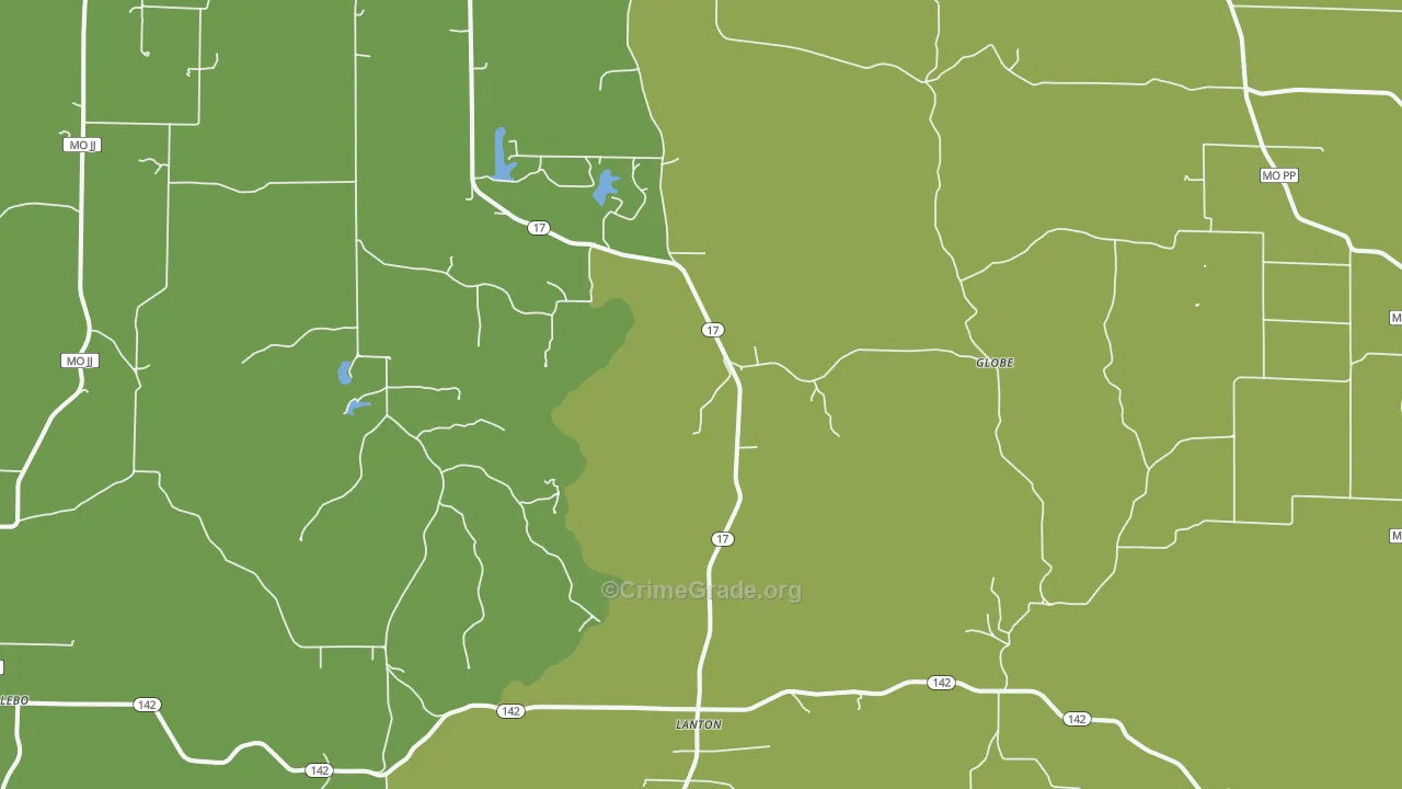Lanton, MO Map of Theft Rates