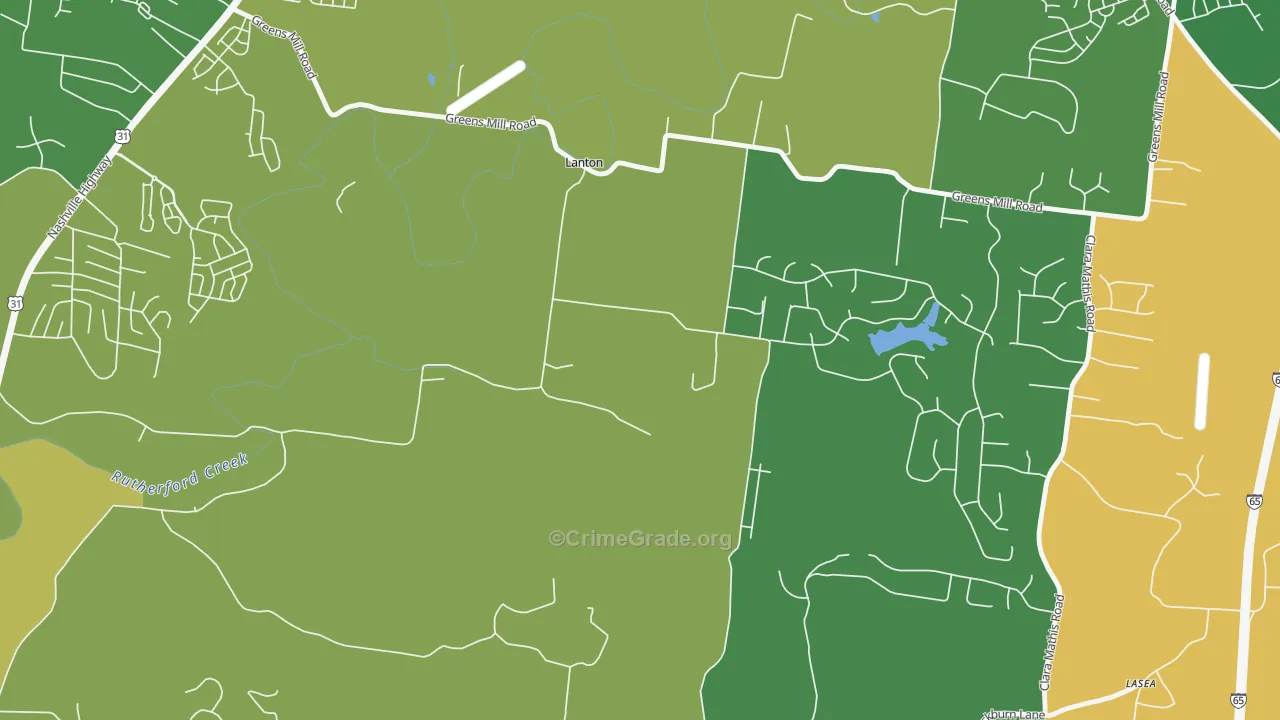 Lanton, TN Map of Theft Rates