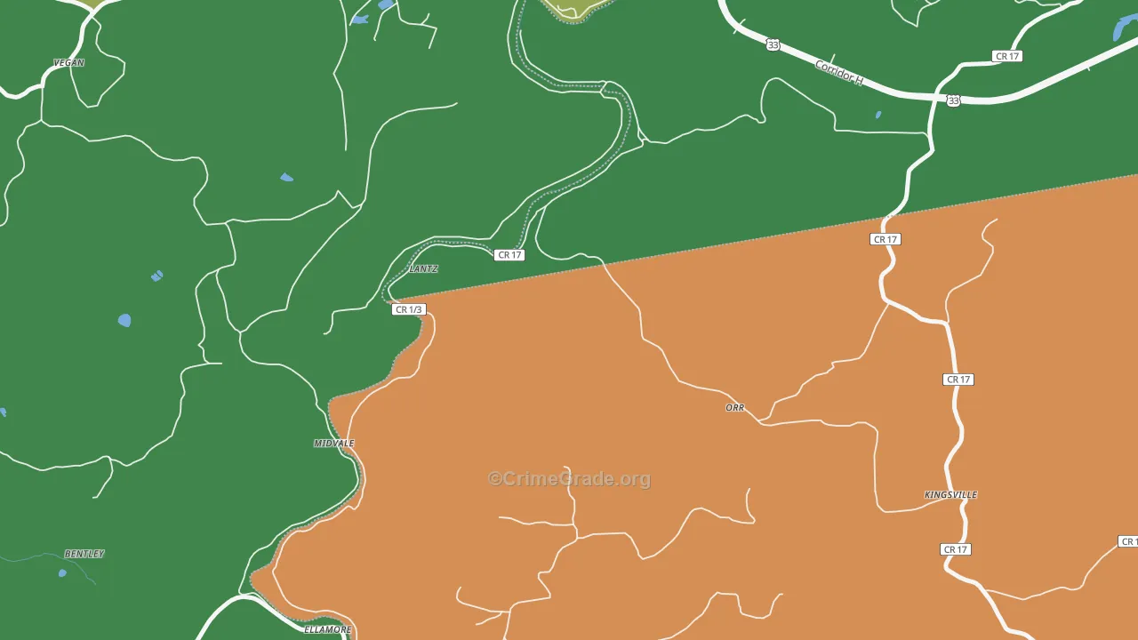 Lantz, WV Map of Theft Rates