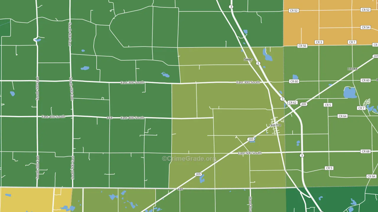 Laotto, IN Map of Theft Rates