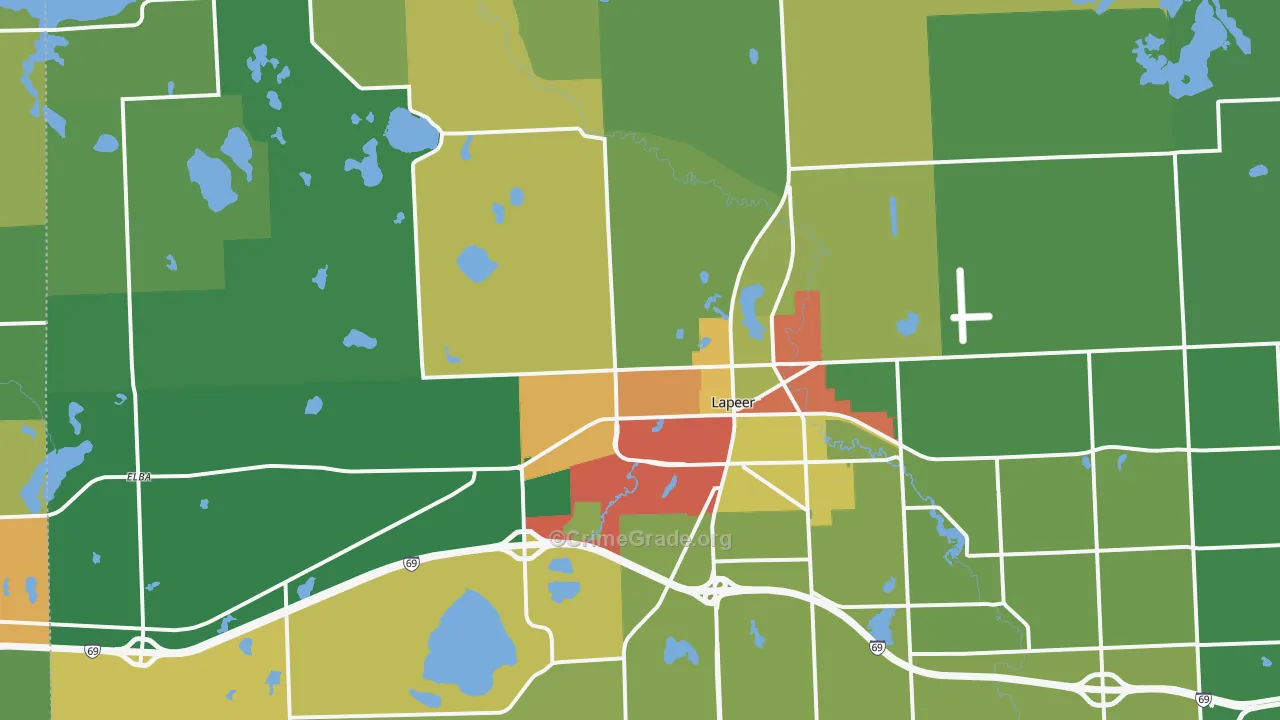 Lapeer, MI Map of Theft Rates