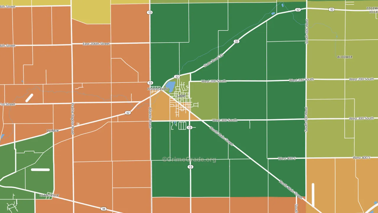 Lapel, IN Map of Theft Rates