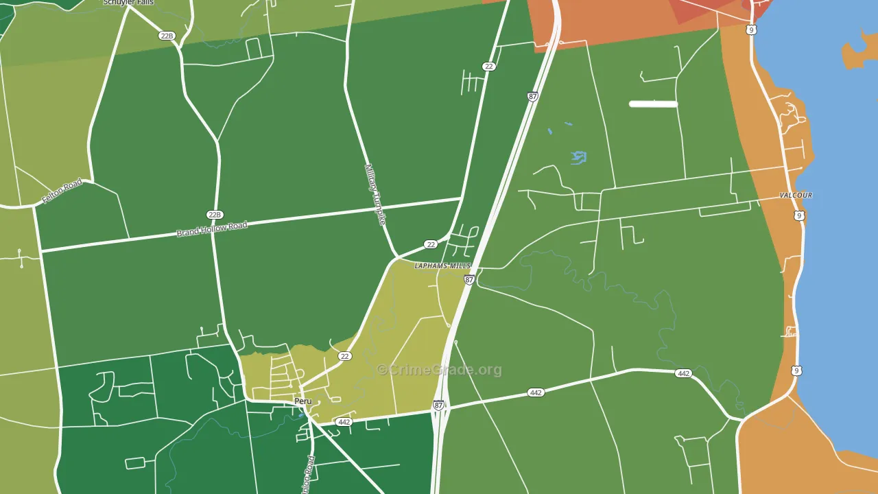 Laphams Mills, NY Map of Theft Rates
