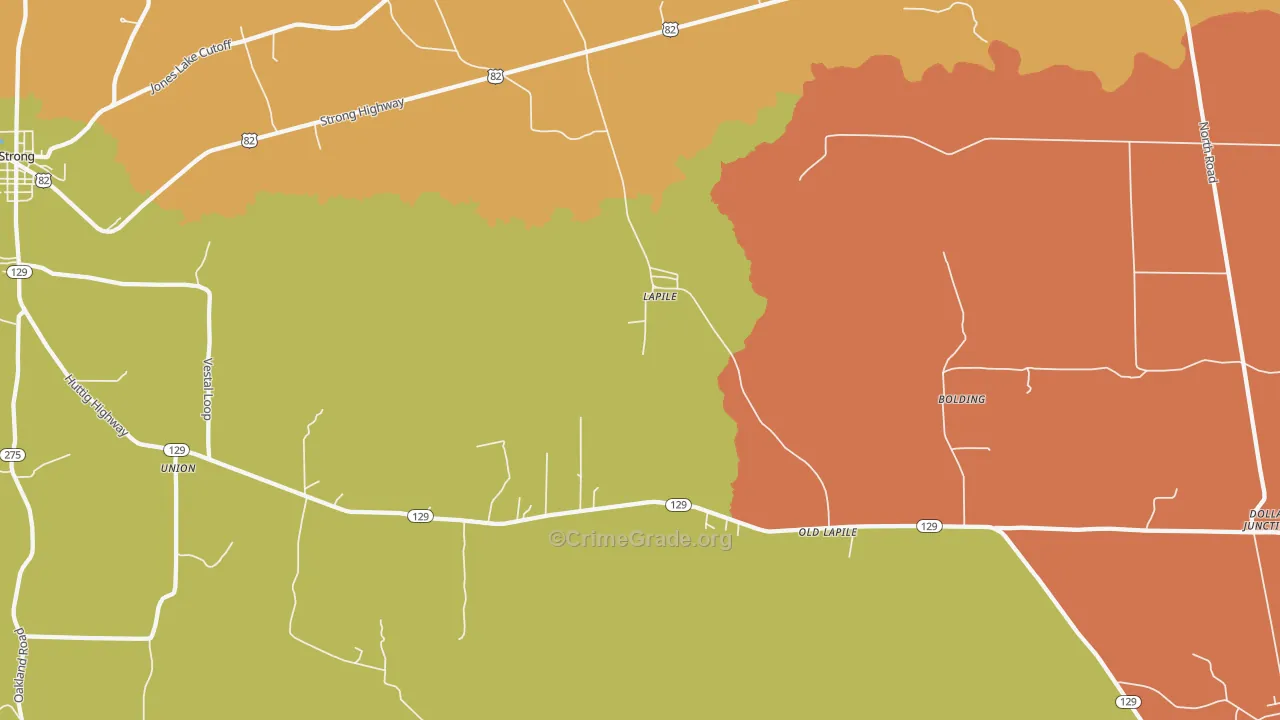 Lapile, AR Map of Theft Rates