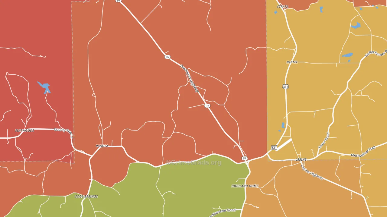 Lapine, AL Map of Theft Rates