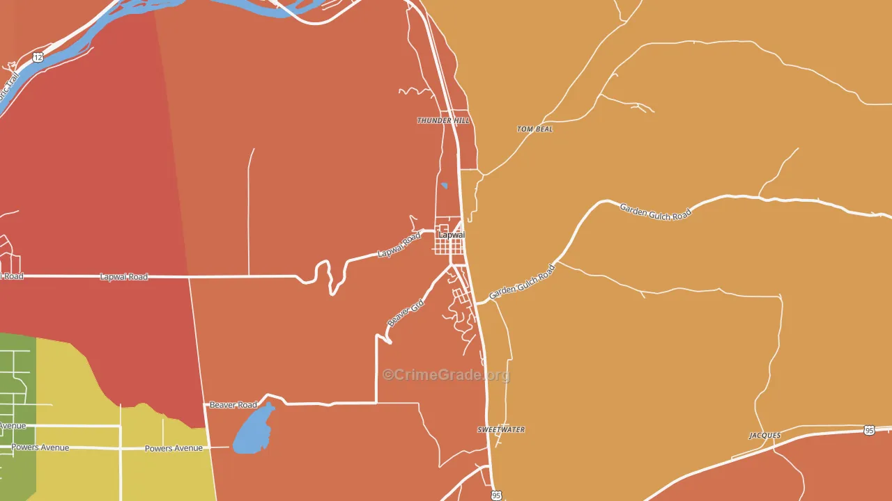 Lapwai, ID Map of Theft Rates