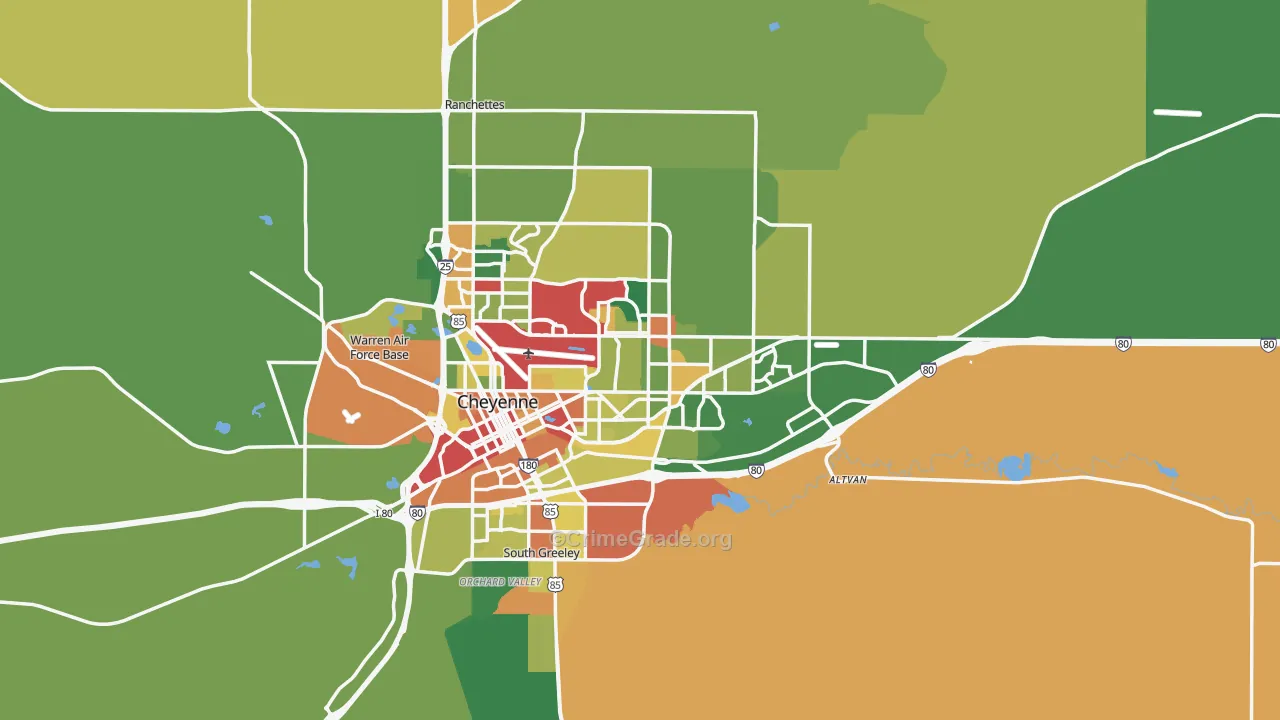 Laramie County, WY Map of Theft Rates