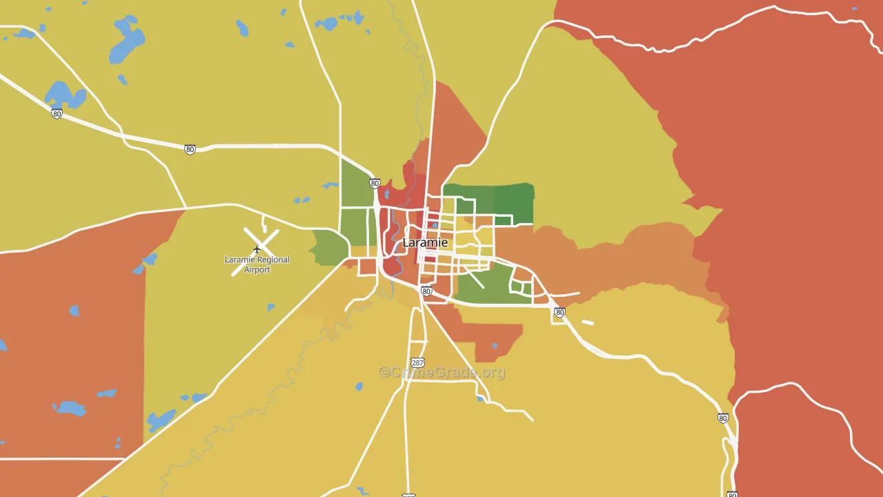 Laramie, WY Map of Theft Rates