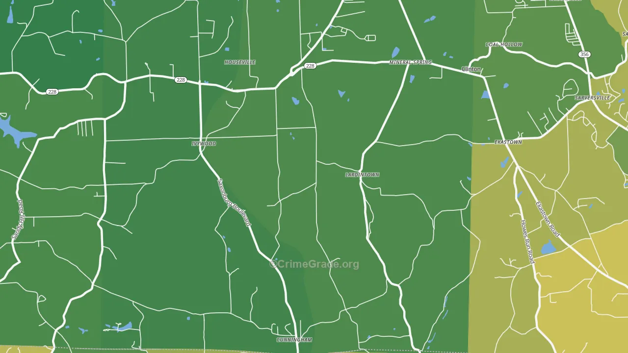 Lardintown, PA Map of Theft Rates