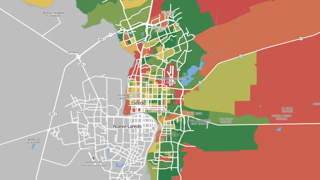 Laredo, TX Map of Theft Rates