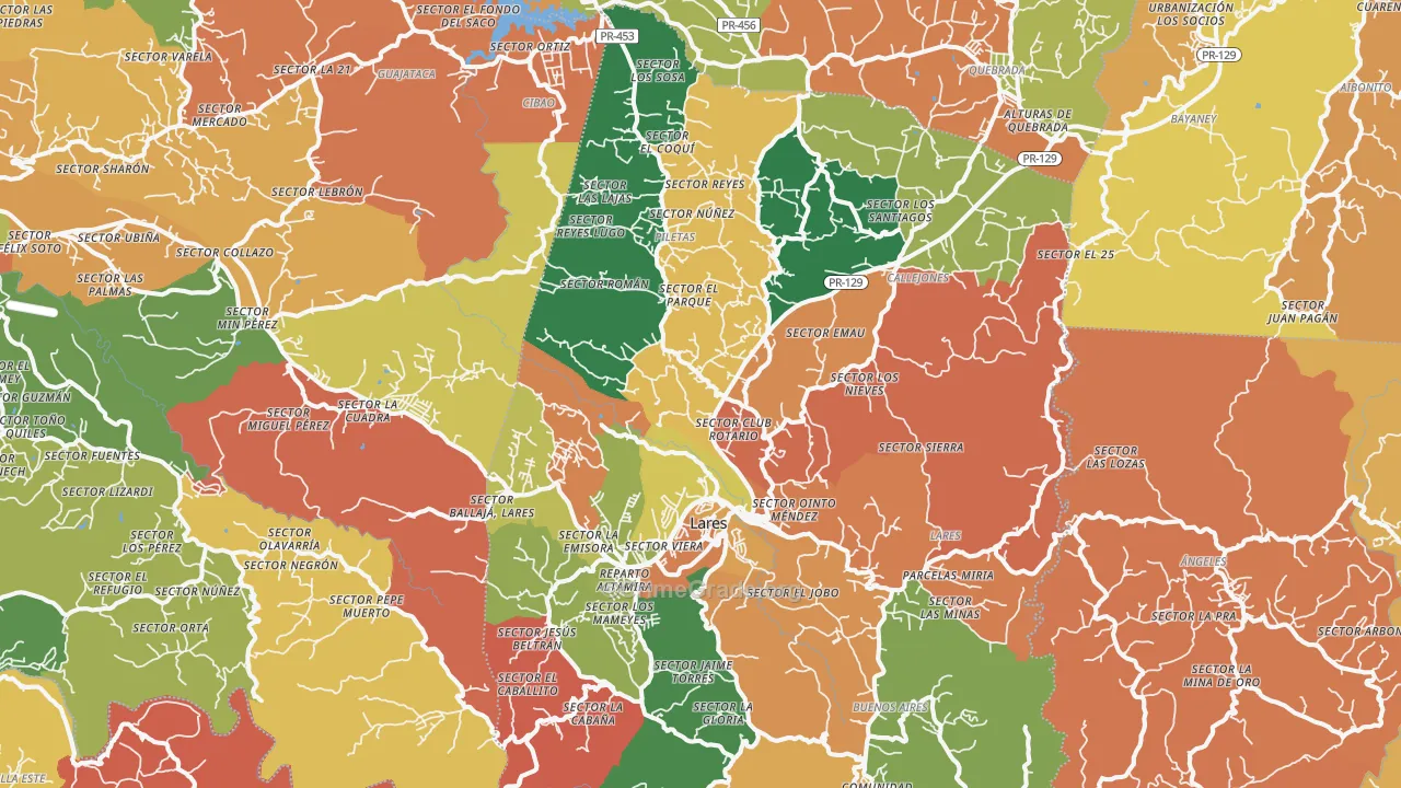 Lares, PR Map of Theft Rates