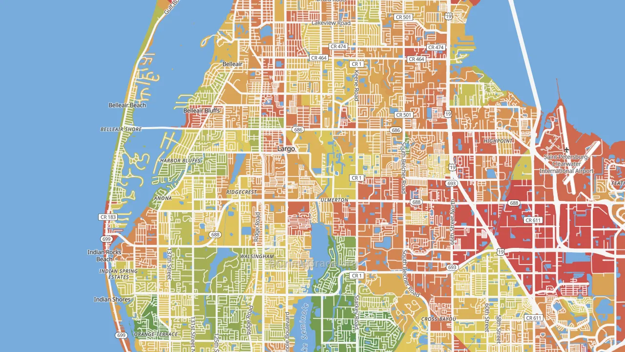 Largo, FL Map of Theft Rates