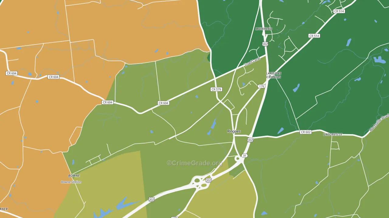 Larisons Corner, NJ Map of Theft Rates