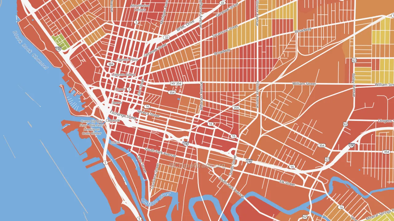 Larkinville, Buffalo, NY Map of Theft Rates
