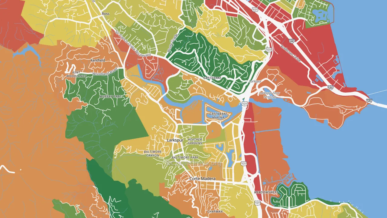 Larkspur, CA Map of Theft Rates