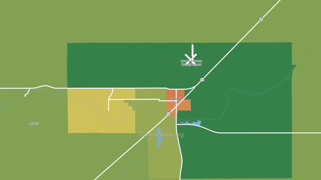 Larned, KS Map of Theft Rates