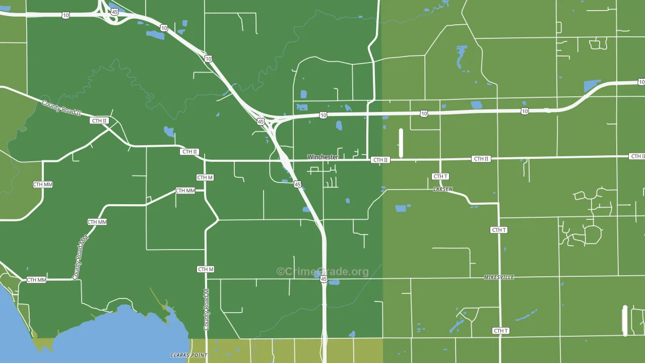 Larsen, WI Map of Theft Rates