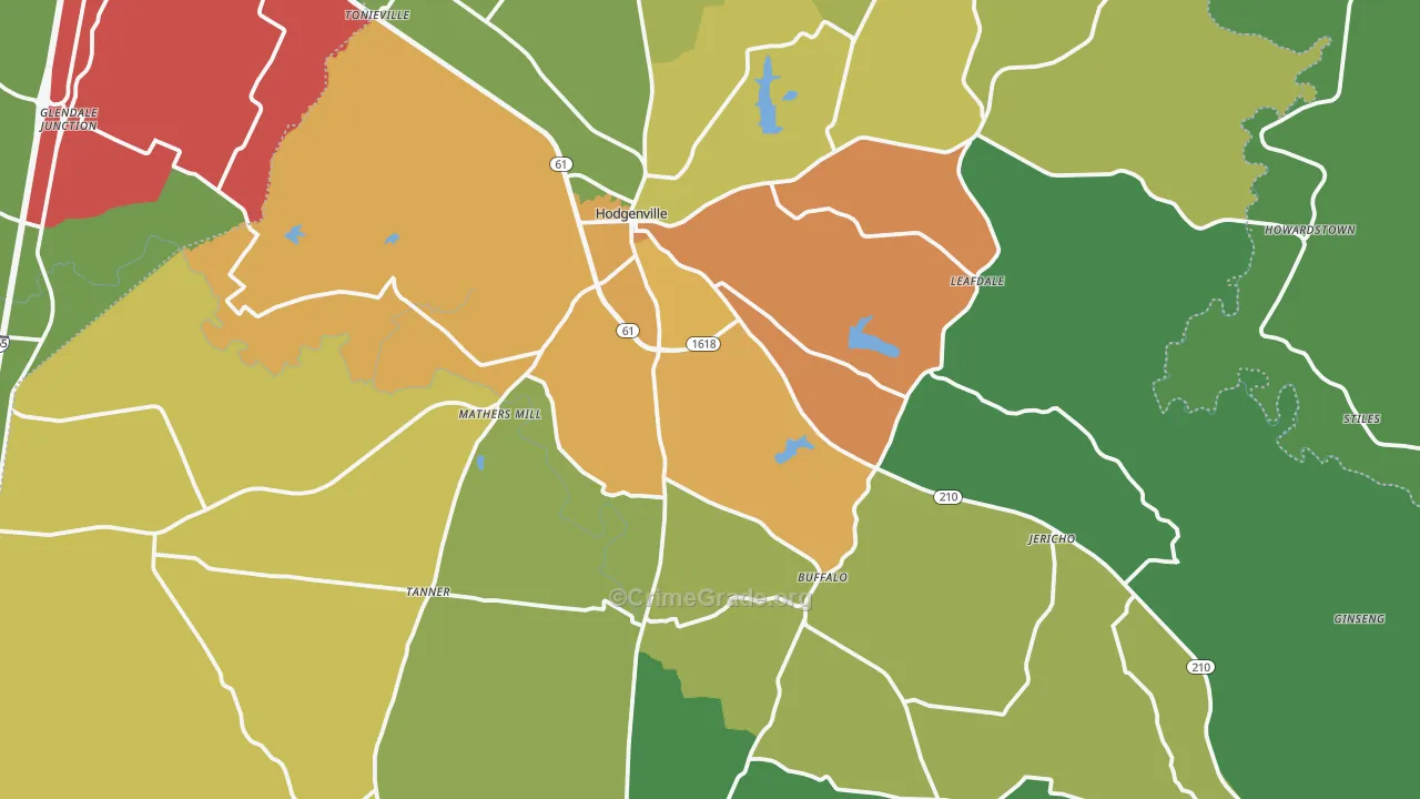 Larue County, KY Map of Theft Rates