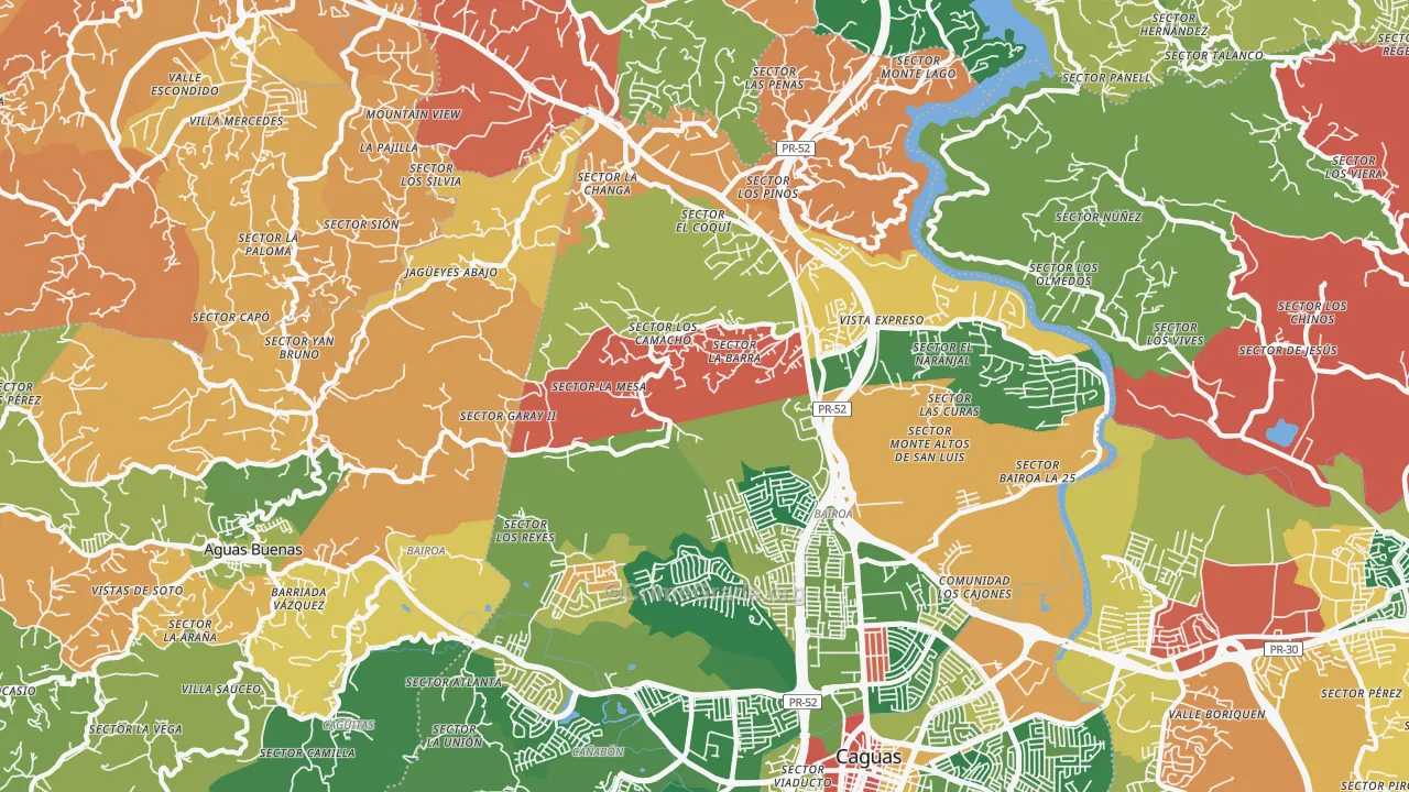 Las Carolinas, PR Map of Theft Rates