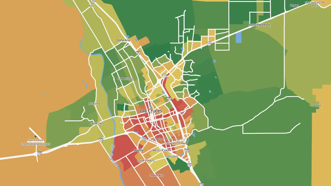 Las Cruces, NM Map of Theft Rates
