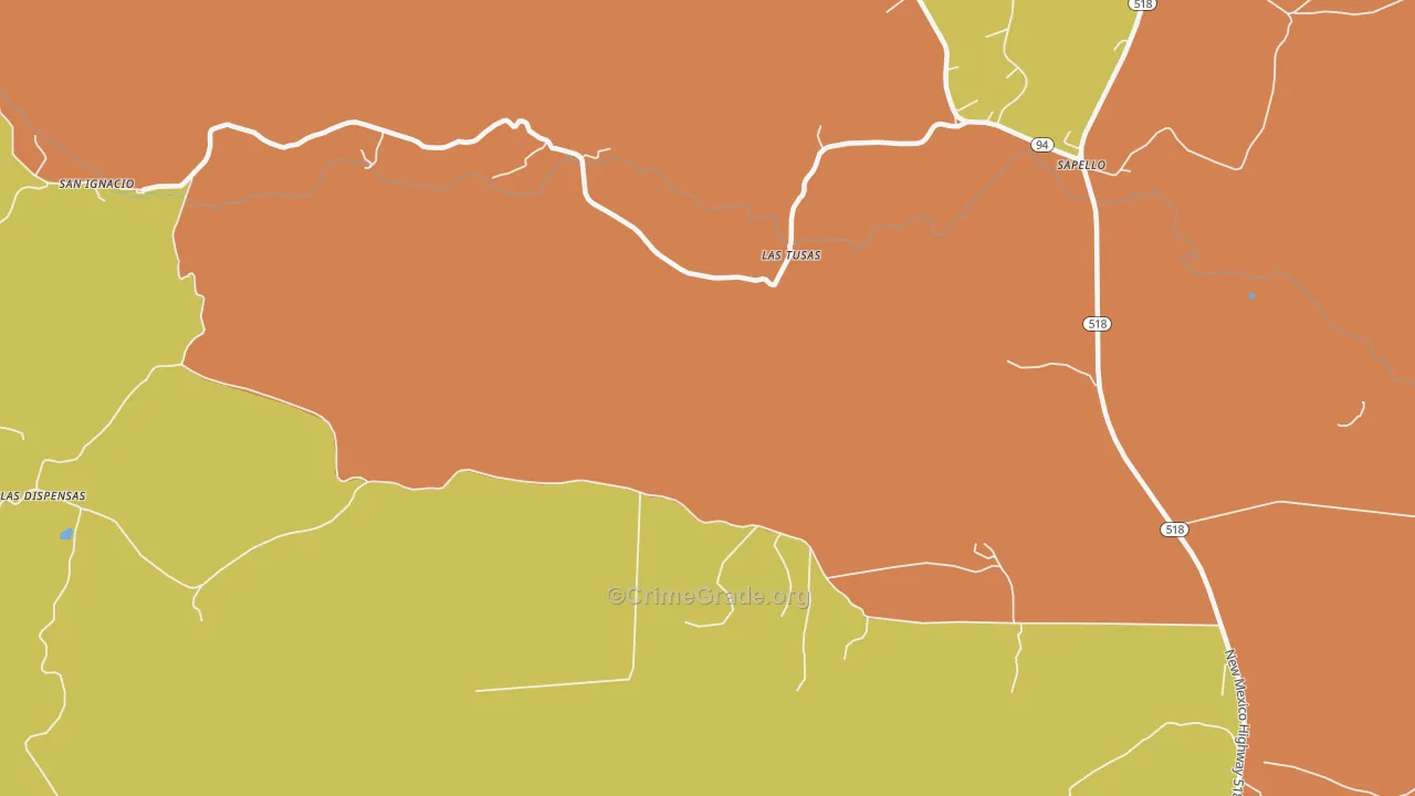 Las Tusas, NM Map of Theft Rates
