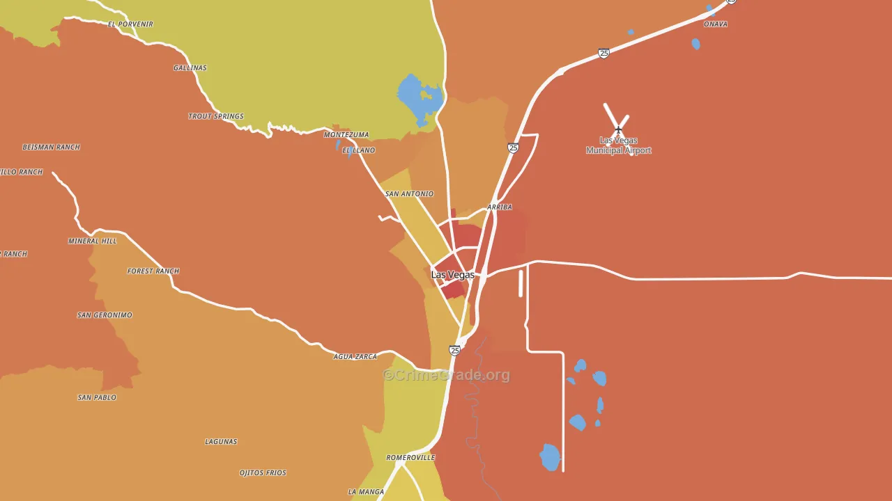 Las Vegas, NM Map of Theft Rates