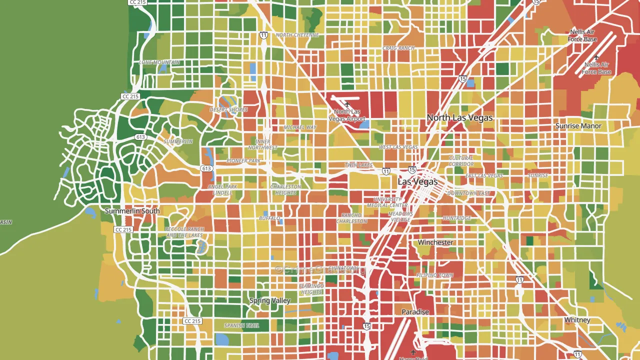 Las Vegas, NV Map of Theft Rates
