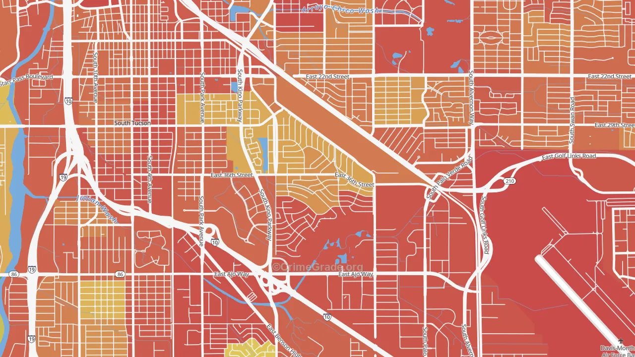 Las Vistas, Tucson, AZ Map of Theft Rates
