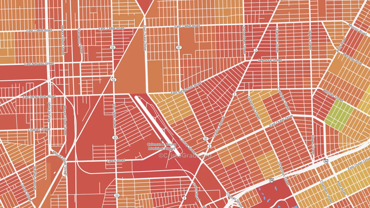 Lasalle College Park, Detroit, MI Map of Theft Rates
