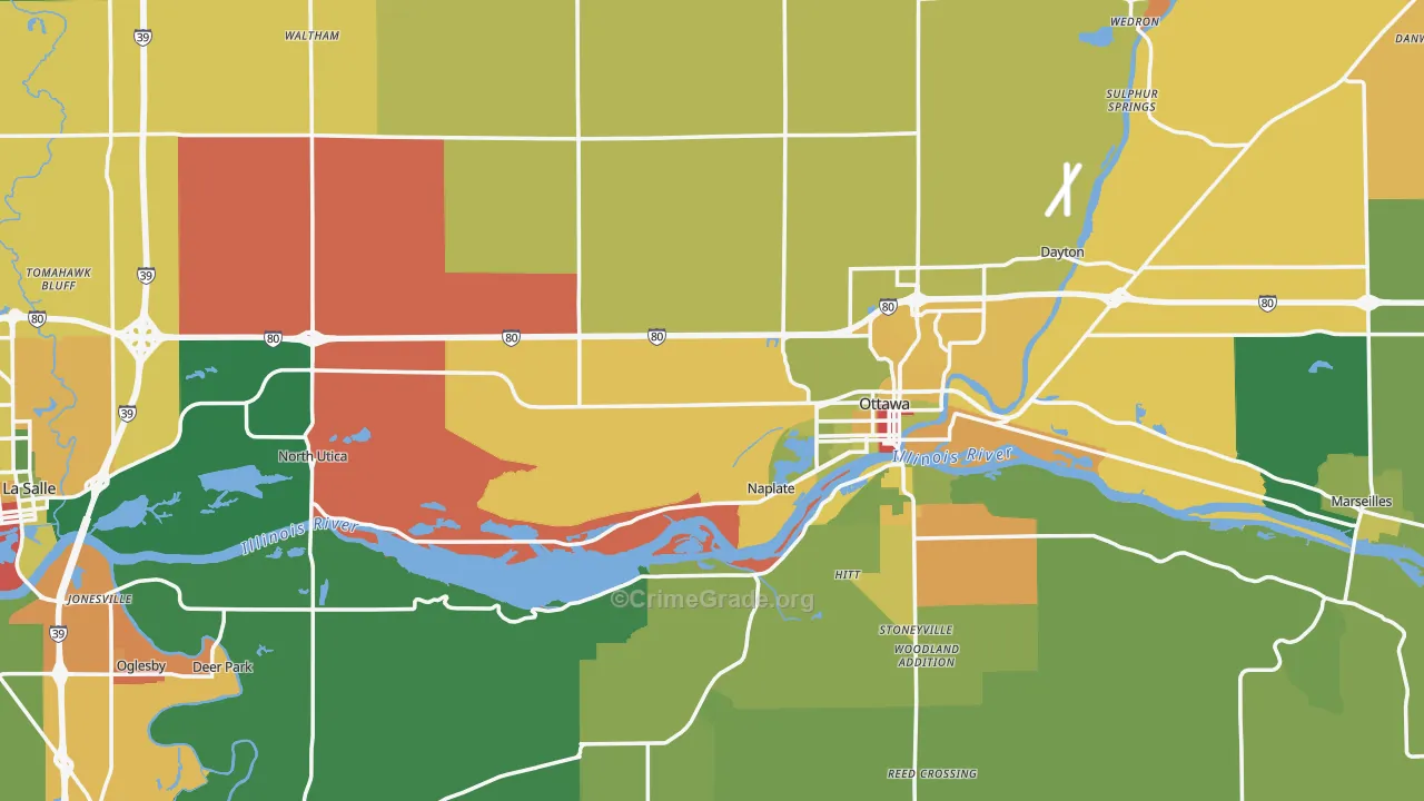 LaSalle County, IL Map of Theft Rates