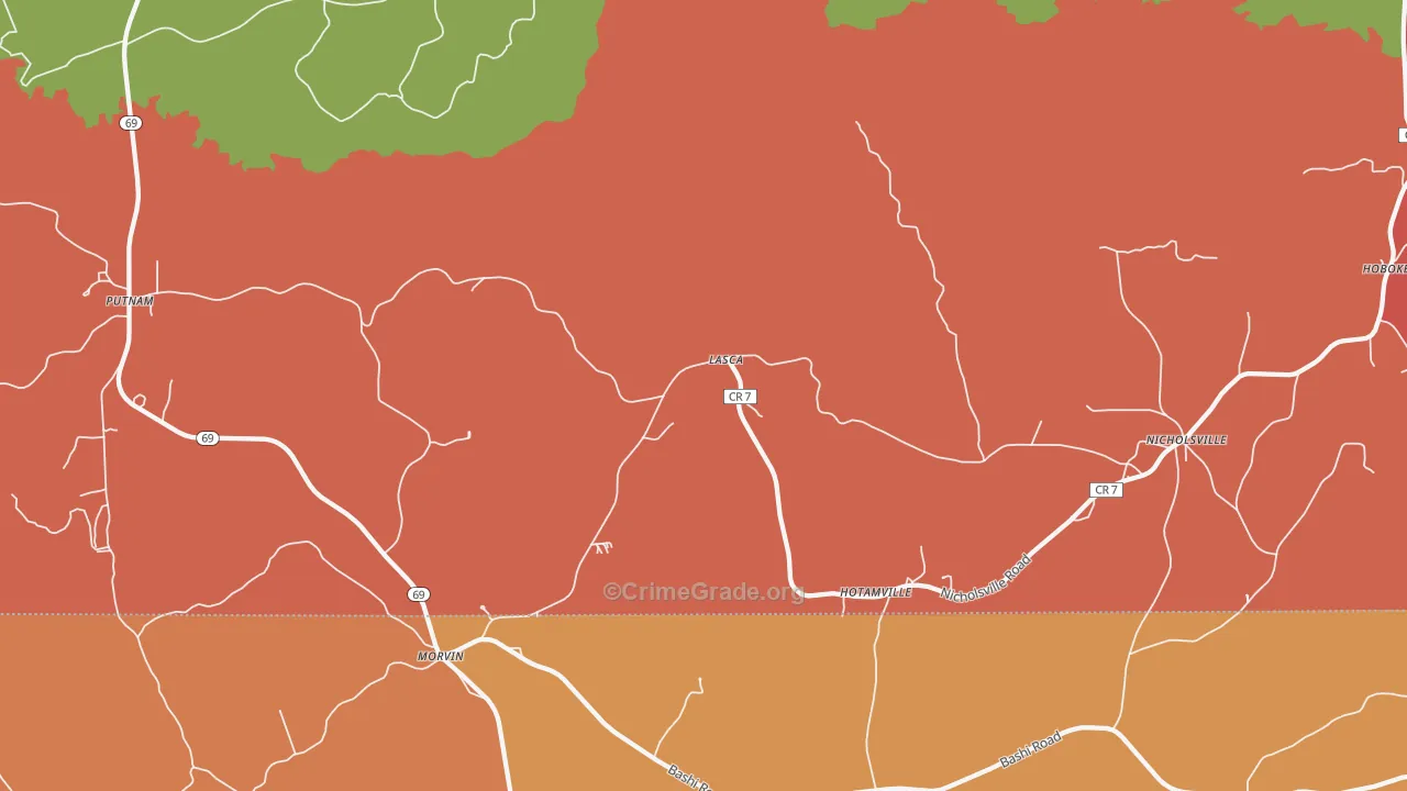 Lasca, AL Map of Theft Rates