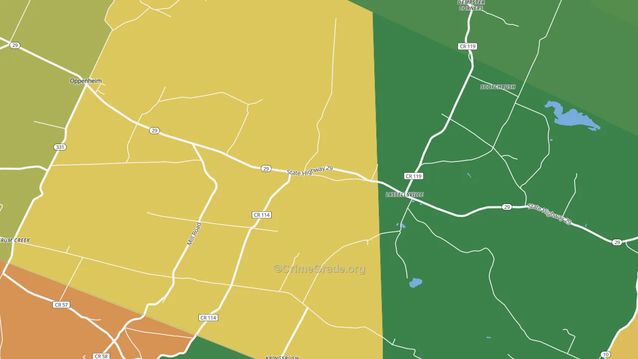 Lassellsville, NY Map of Theft Rates