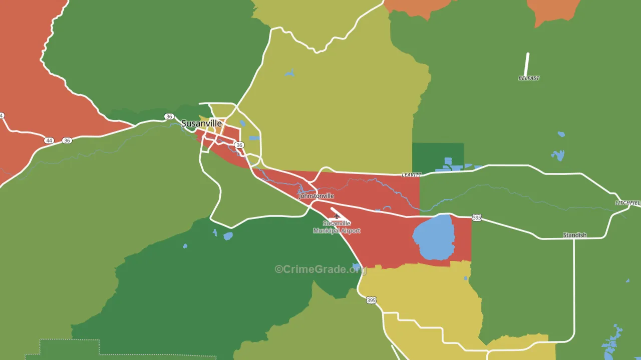 Lassen County, CA Map of Theft Rates
