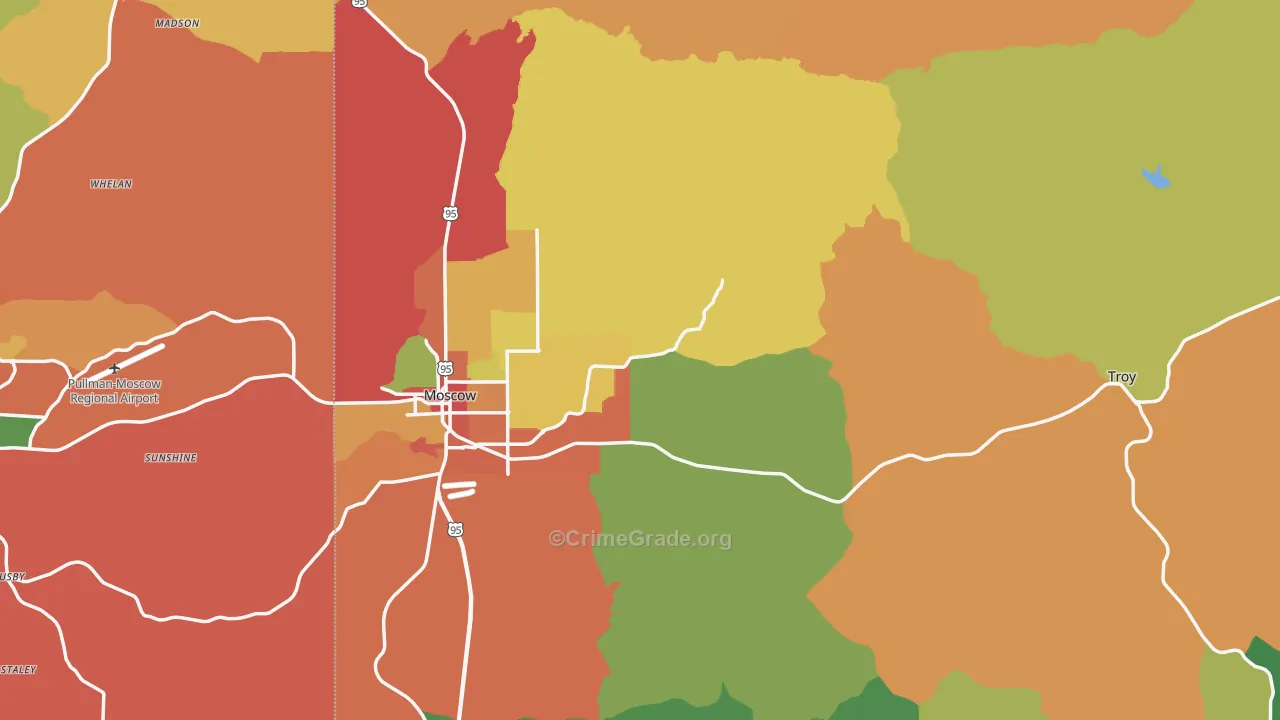 Latah County, ID Map of Theft Rates