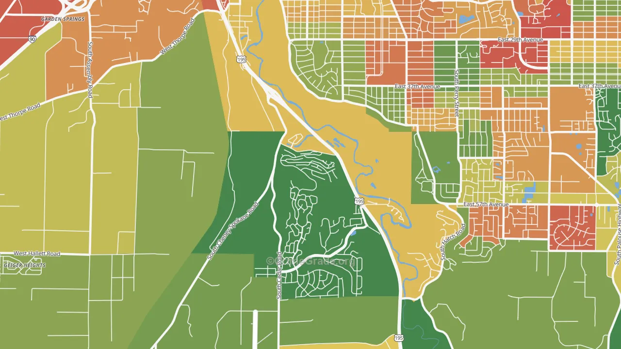 Latah Valley, Spokane, WA Map of Theft Rates