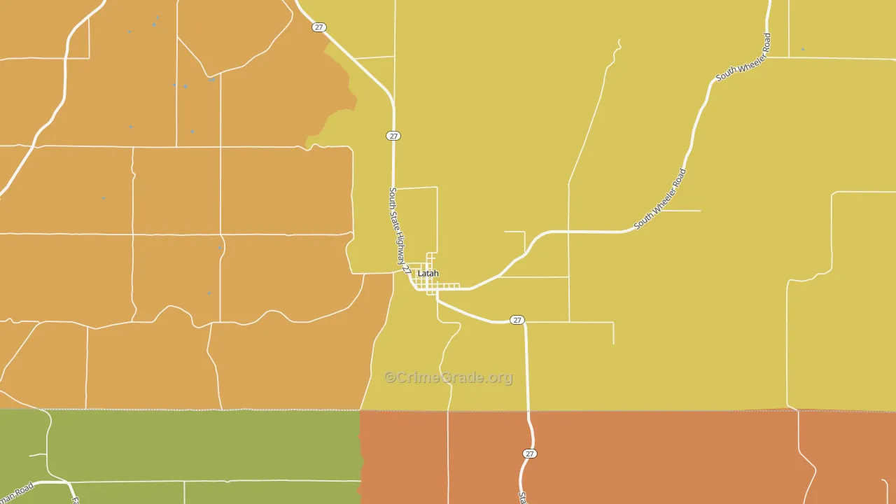 Latah, WA Map of Theft Rates