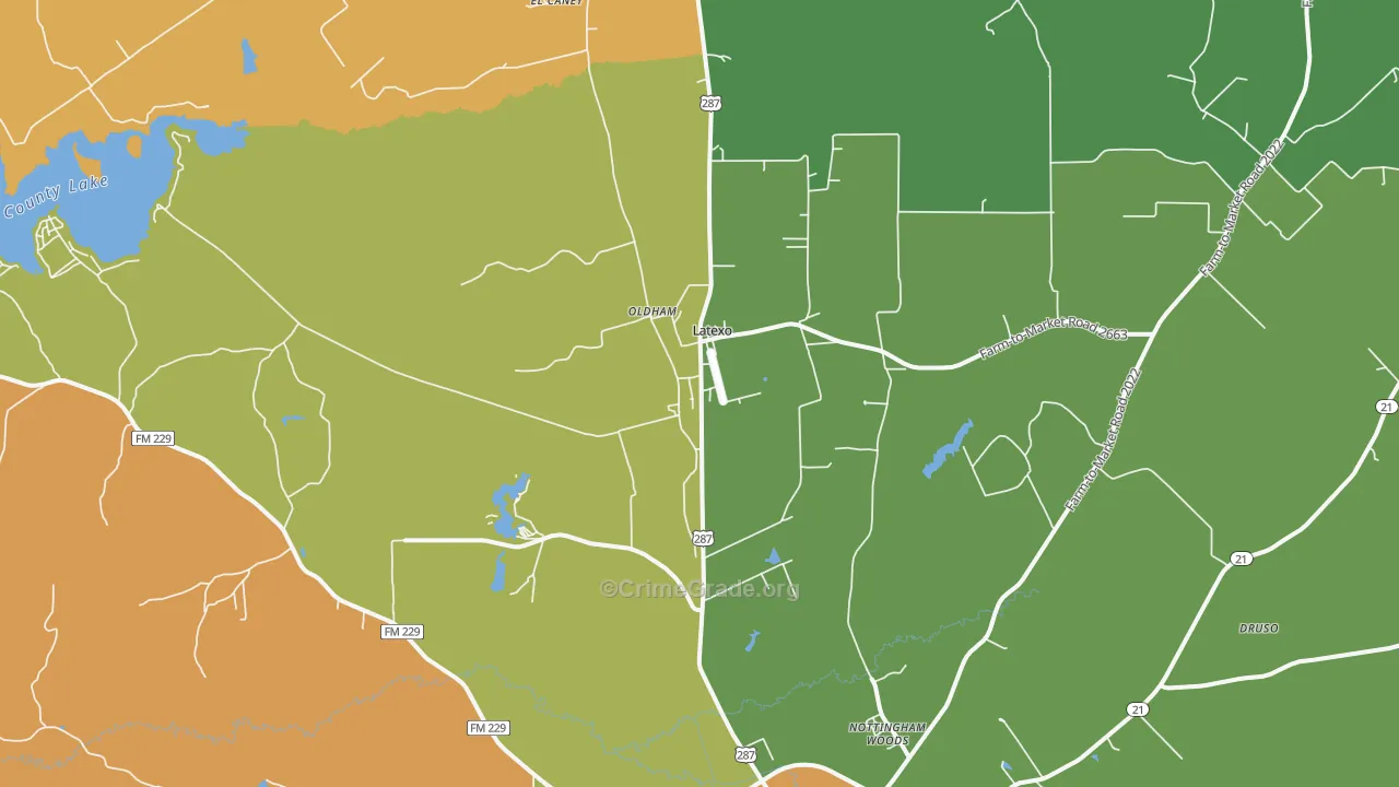 Latexo, TX Map of Theft Rates