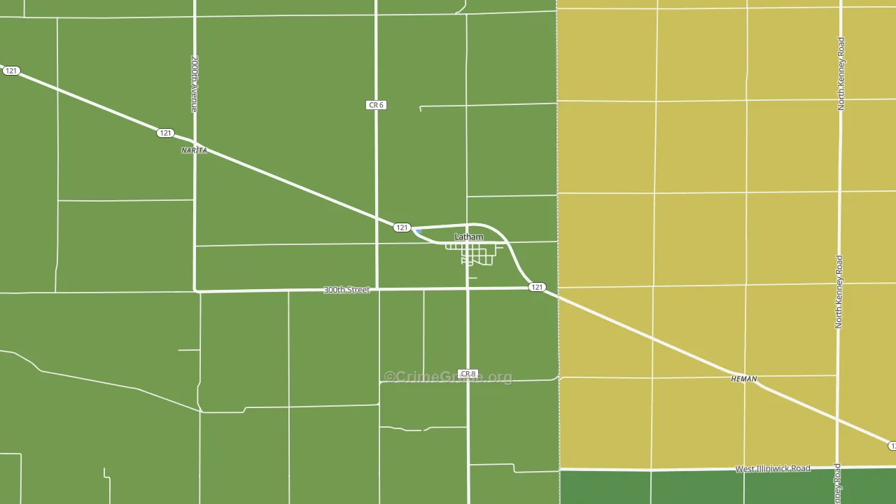 Latham, IL Map of Theft Rates