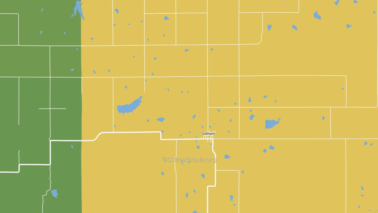 Latham, KS Map of Theft Rates