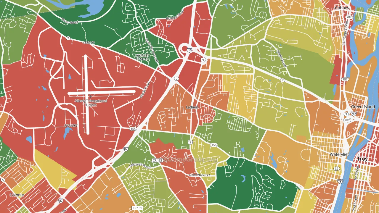 Latham, NY Map of Theft Rates