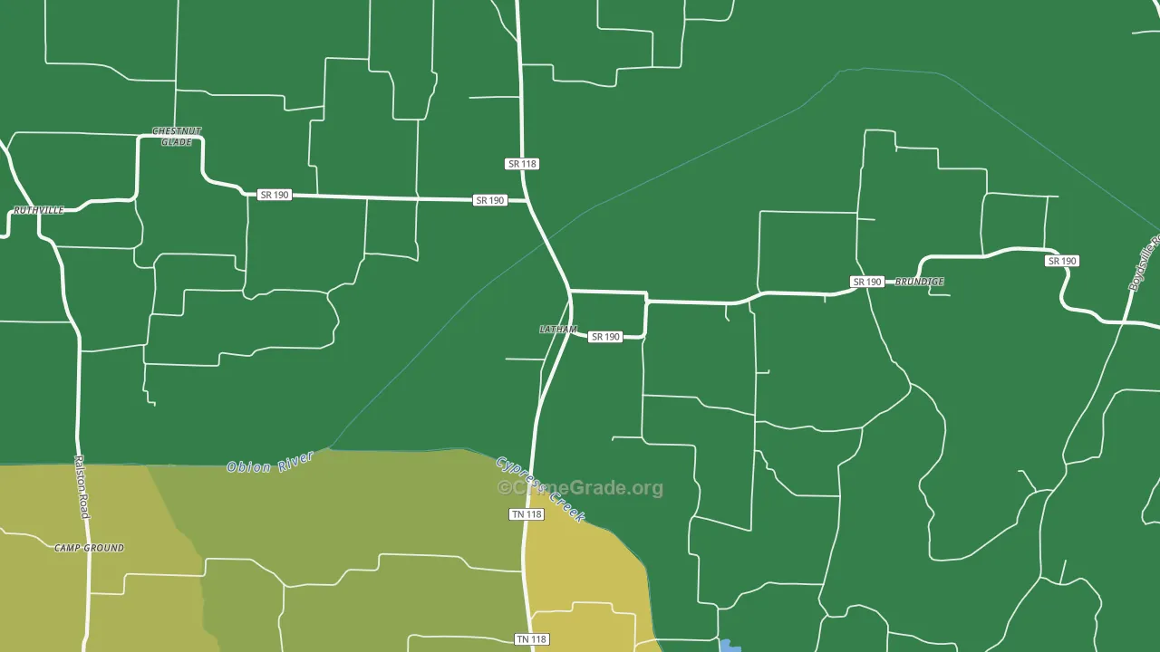 Latham, TN Map of Theft Rates