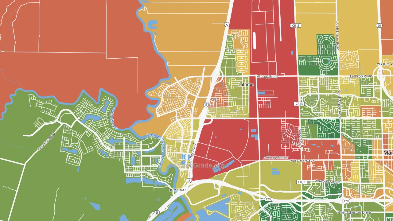 Lathrop, CA Map of Theft Rates