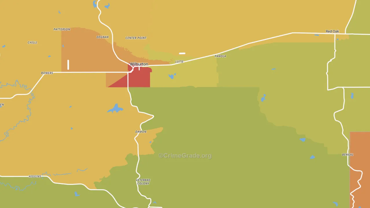 Latimer County, OK Map of Theft Rates